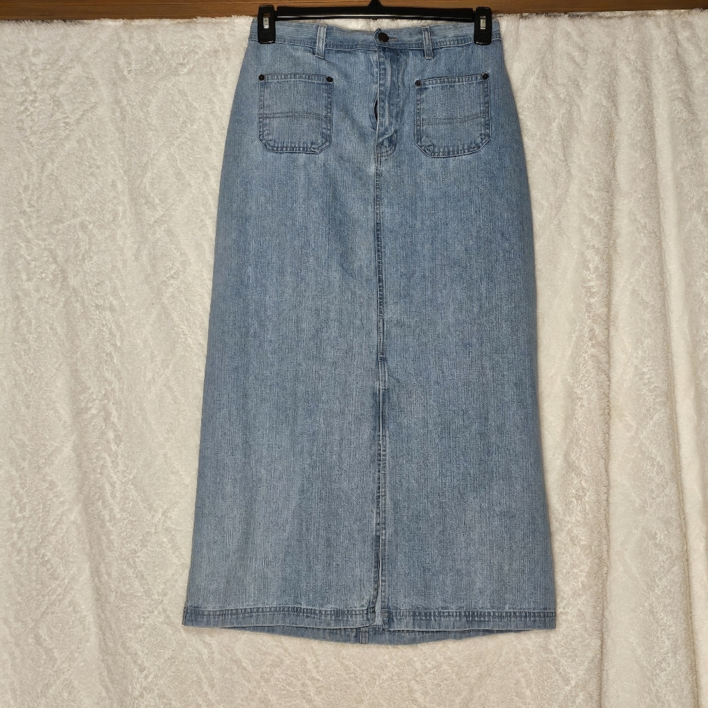 Bill Blass *Maxi Skirt *Womens Size 12 *Light Wash *Denim *BOHO *Retro *VTG